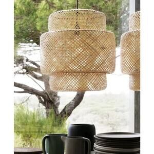 Vintage Woven Rattan Pendant Light Shade Boho Bamboo Hanging Lamp Natural